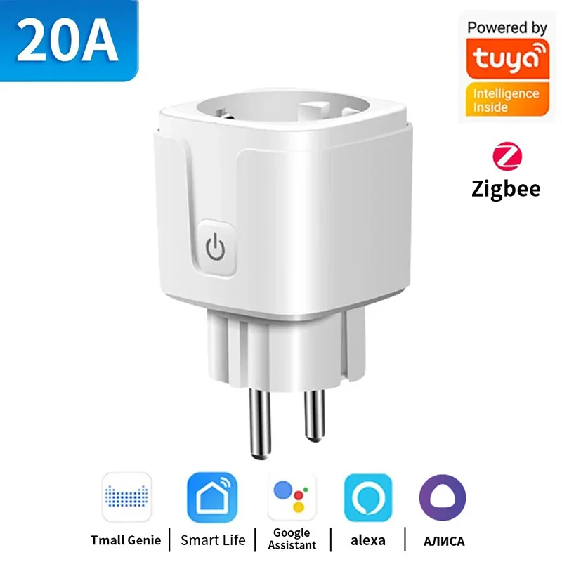 Thumbnail: Tuya WIFI Smart Socket EU 16A/20A Wifi/Zigbee3.0 Smart Plug With Power Monitorin