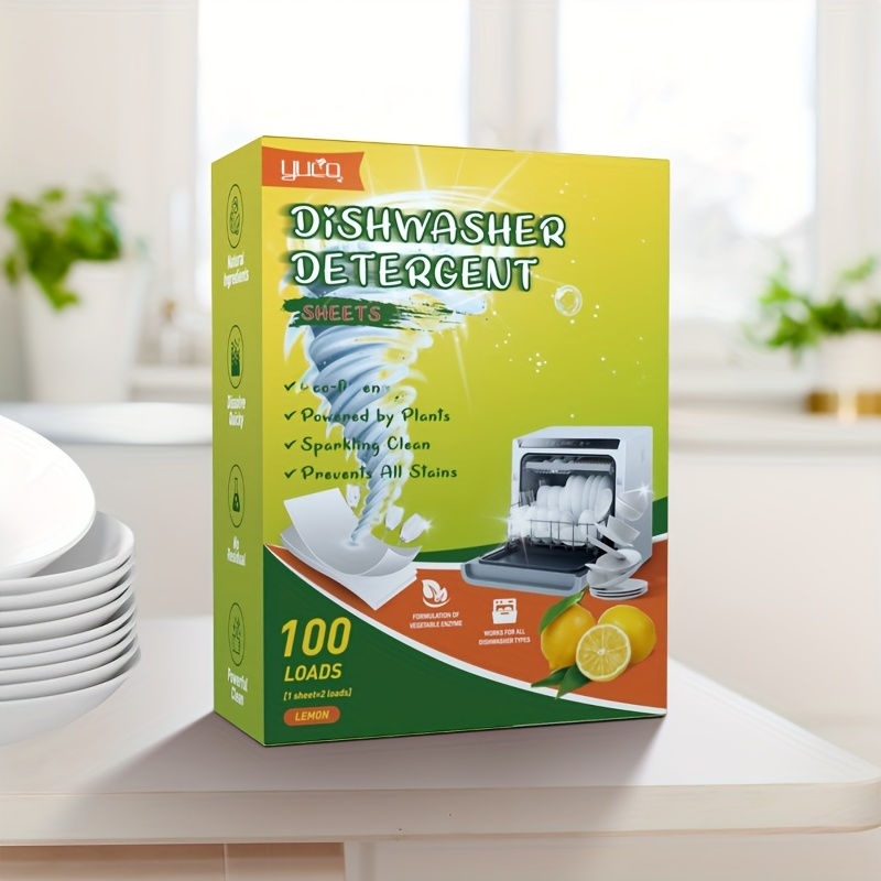 Thumbnail: 100 Loads Lemon Scented Dishwashing Tablets, Quick Dissolve Oil Stains,Gentle Cl