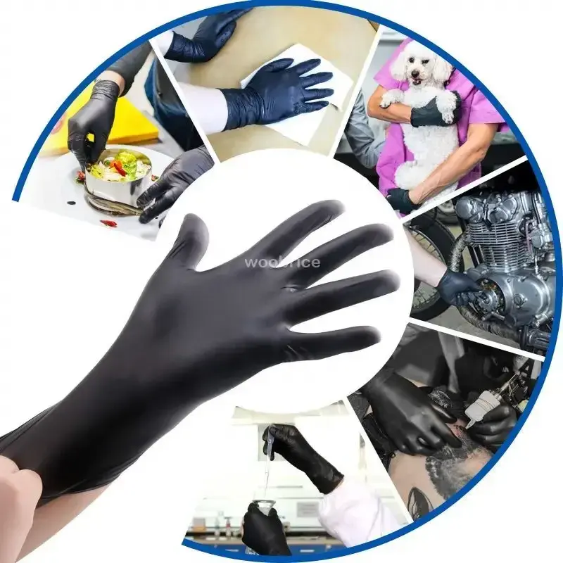 Thumbnail: Black Nitrile Gloves Disposable Gloves for Household Cleaning Work Safety Tools 