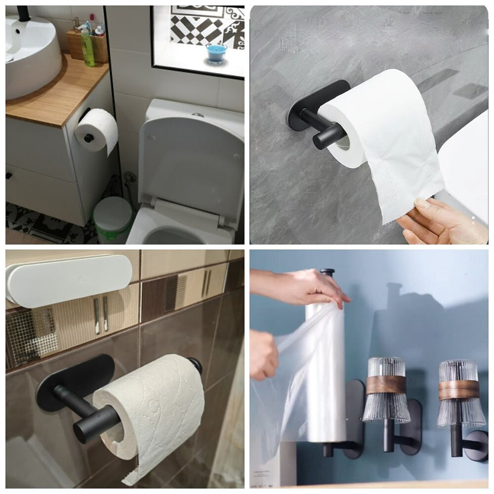 Thumbnail: Adhesive Toilet Paper Holder Kitchen Roll Towel Rack Napkin Dispenser Absorbent 