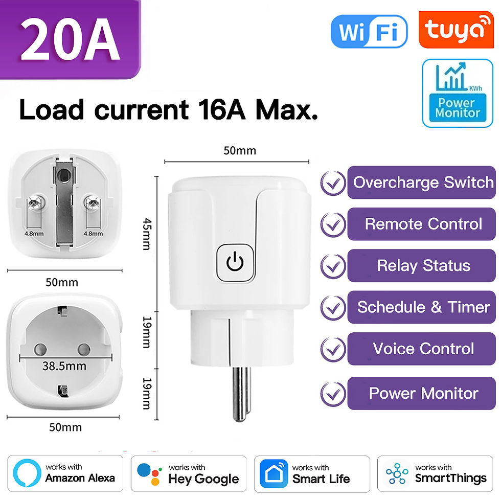 Thumbnail: Tuya WIFI Smart Socket EU 16A/20A Wifi/Zigbee3.0 Smart Plug With Power Monitorin