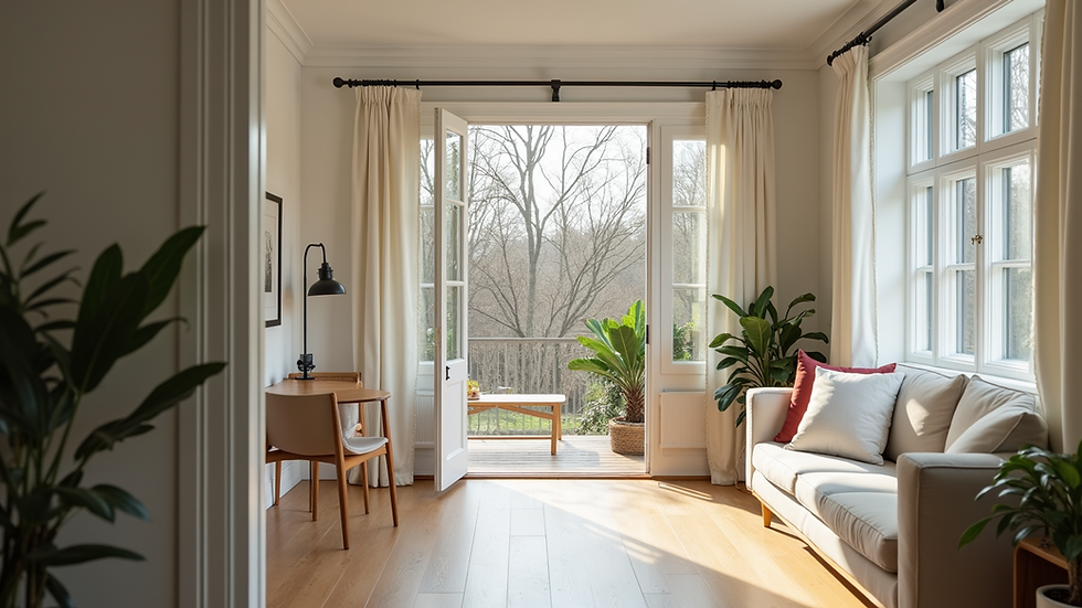 Eye-level view of a beautifully renovated colonial home with a modern interior