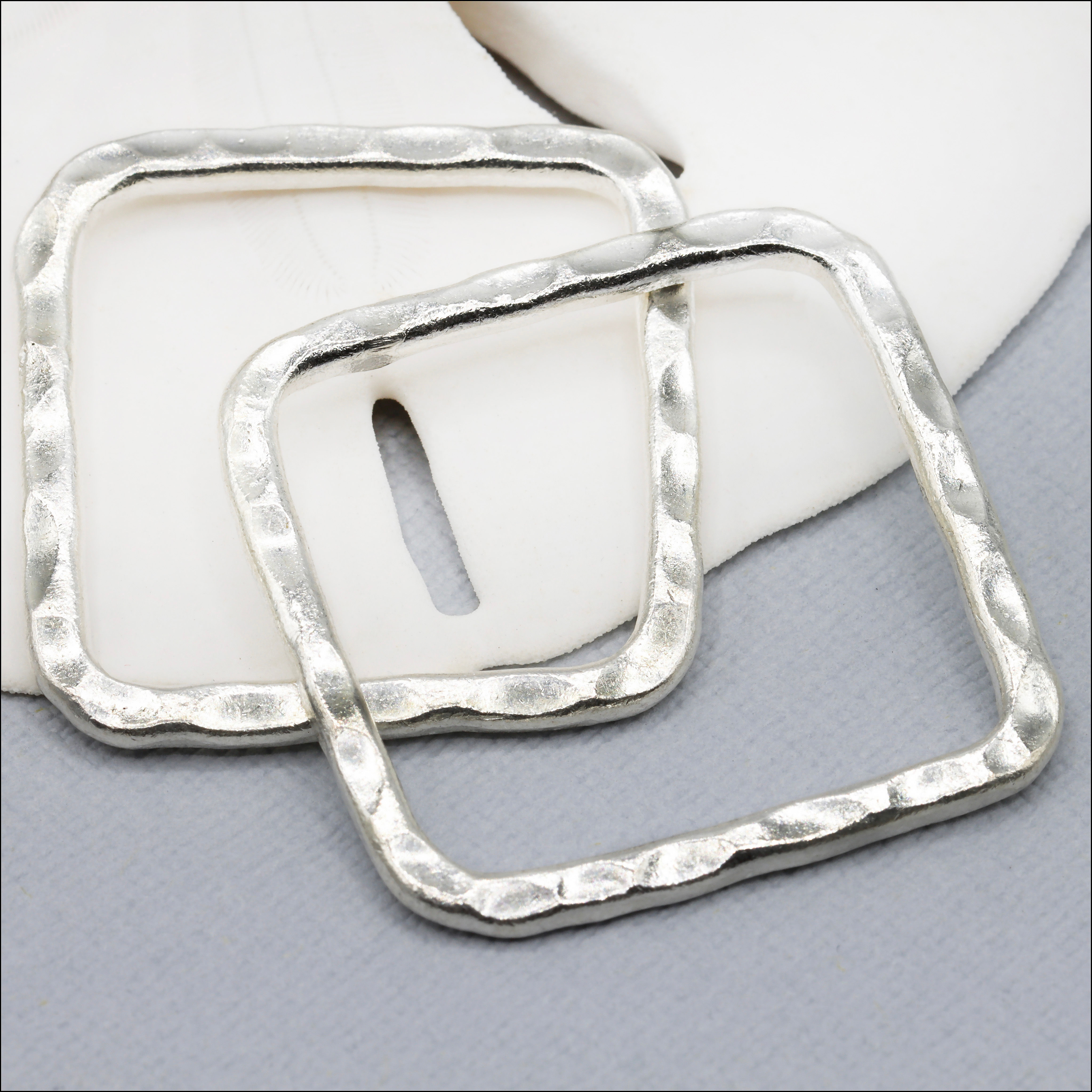 HP118 ~ Hill Tribe Silver Large Hammered Square ~ Package of 1