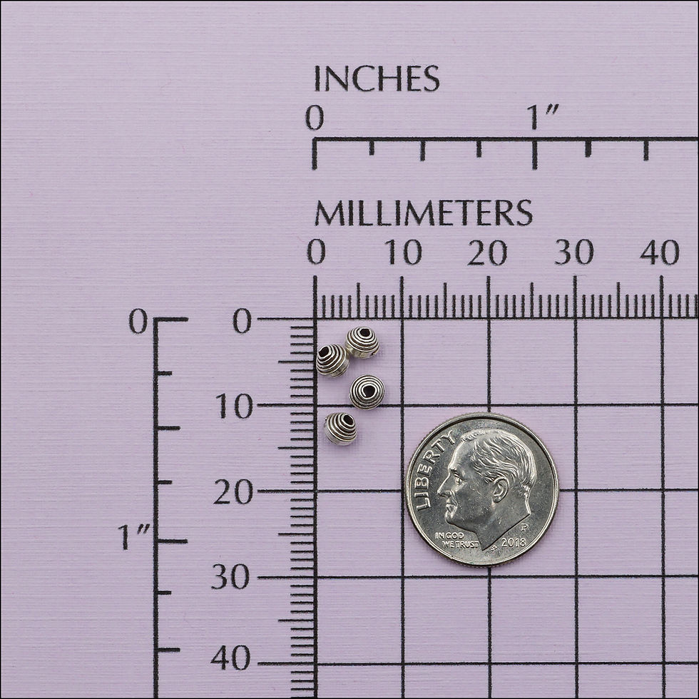 Thumbnail: Hill Tribe Silver spiral spacer beads measure 3.8mm x 3.8mm with a 1mm hole