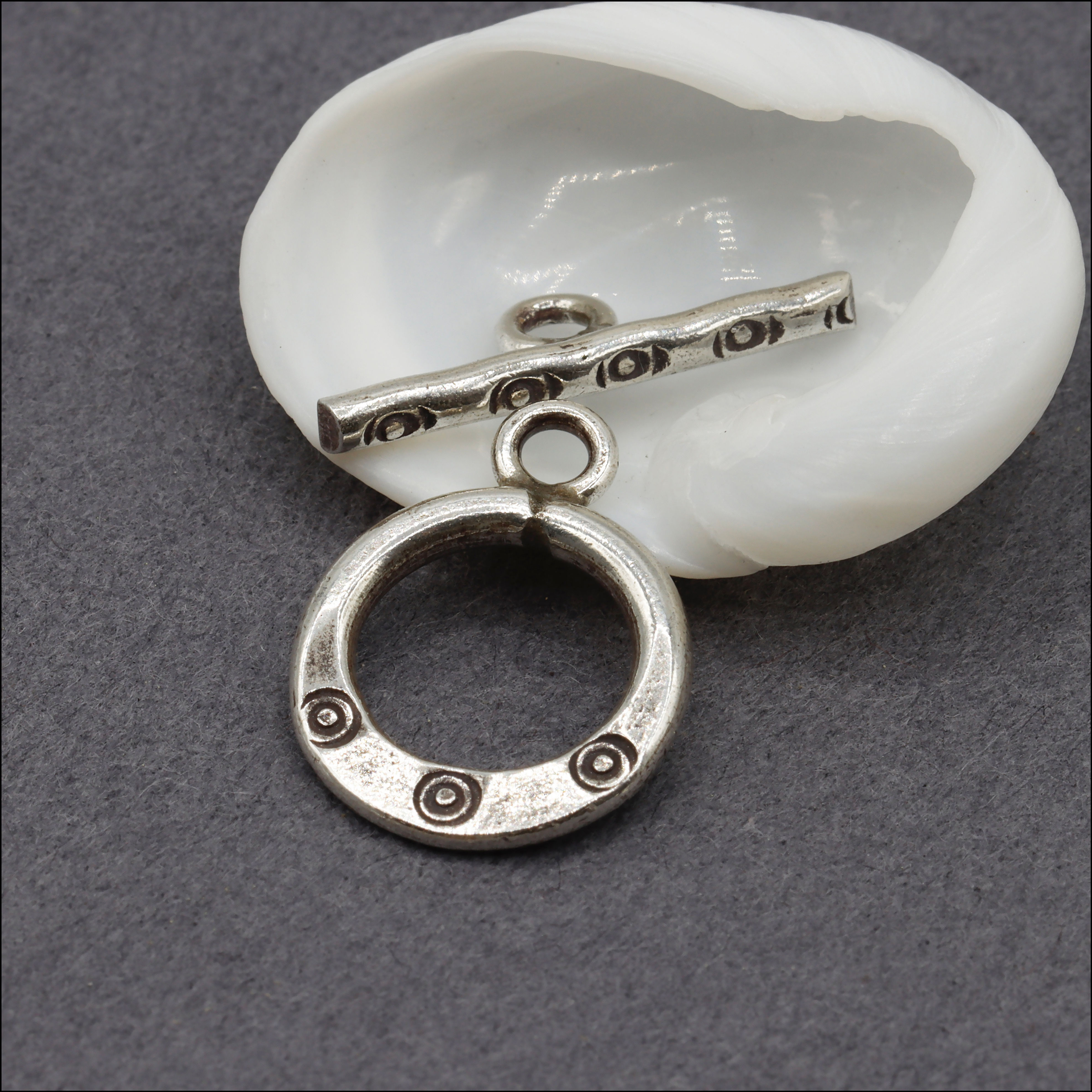 HTG027 ~ Hill Tribe Silver Stamped Toggle