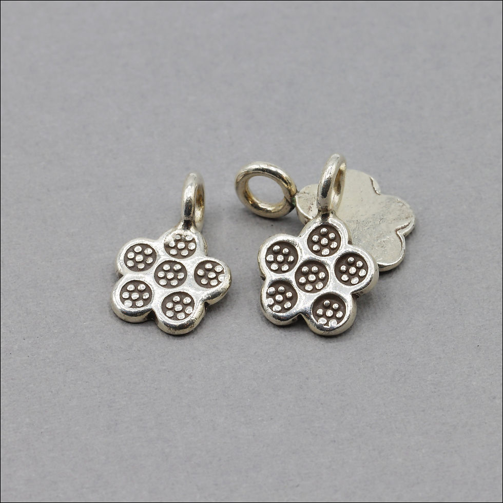 Thumbnail: HP121 ~ Hill Tribe Silver Stamped Flower Charm ~ Price per Piece