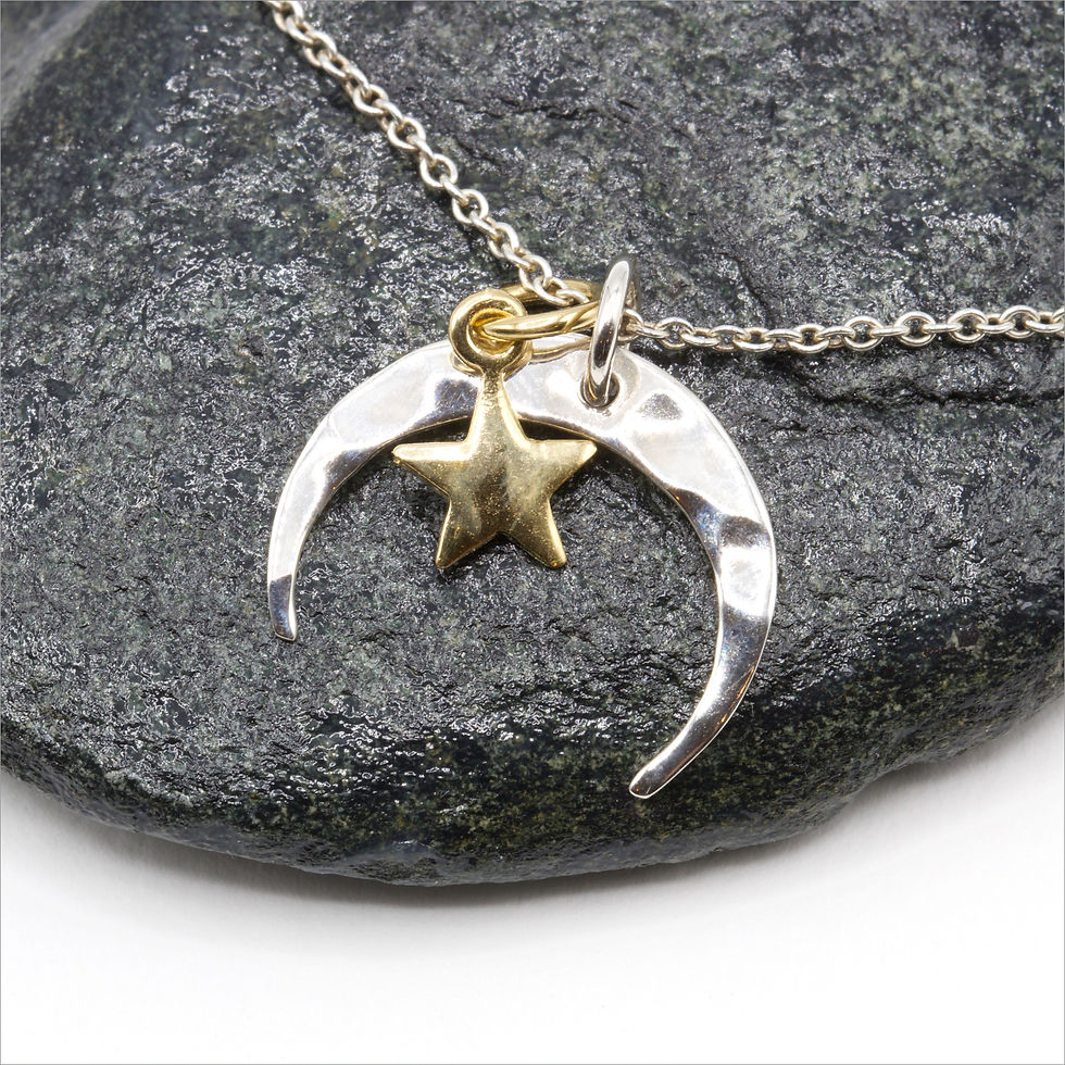 Thumbnail: SC02 ~ Sterling Silver Hammered Crescent Moon