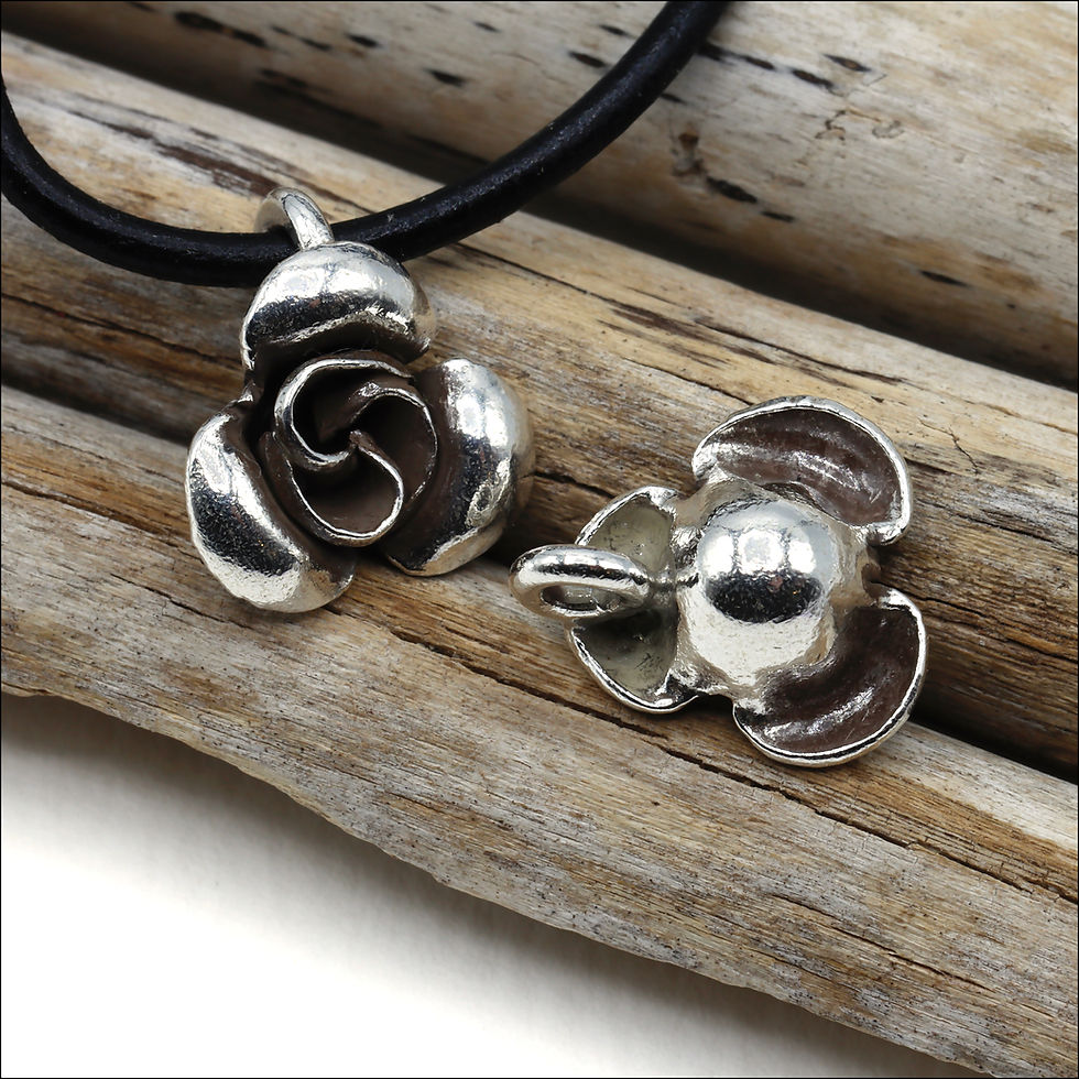 Thumbnail: HP097 ~ Hill Tribe Silver Flower Charm ~ Package of 1
