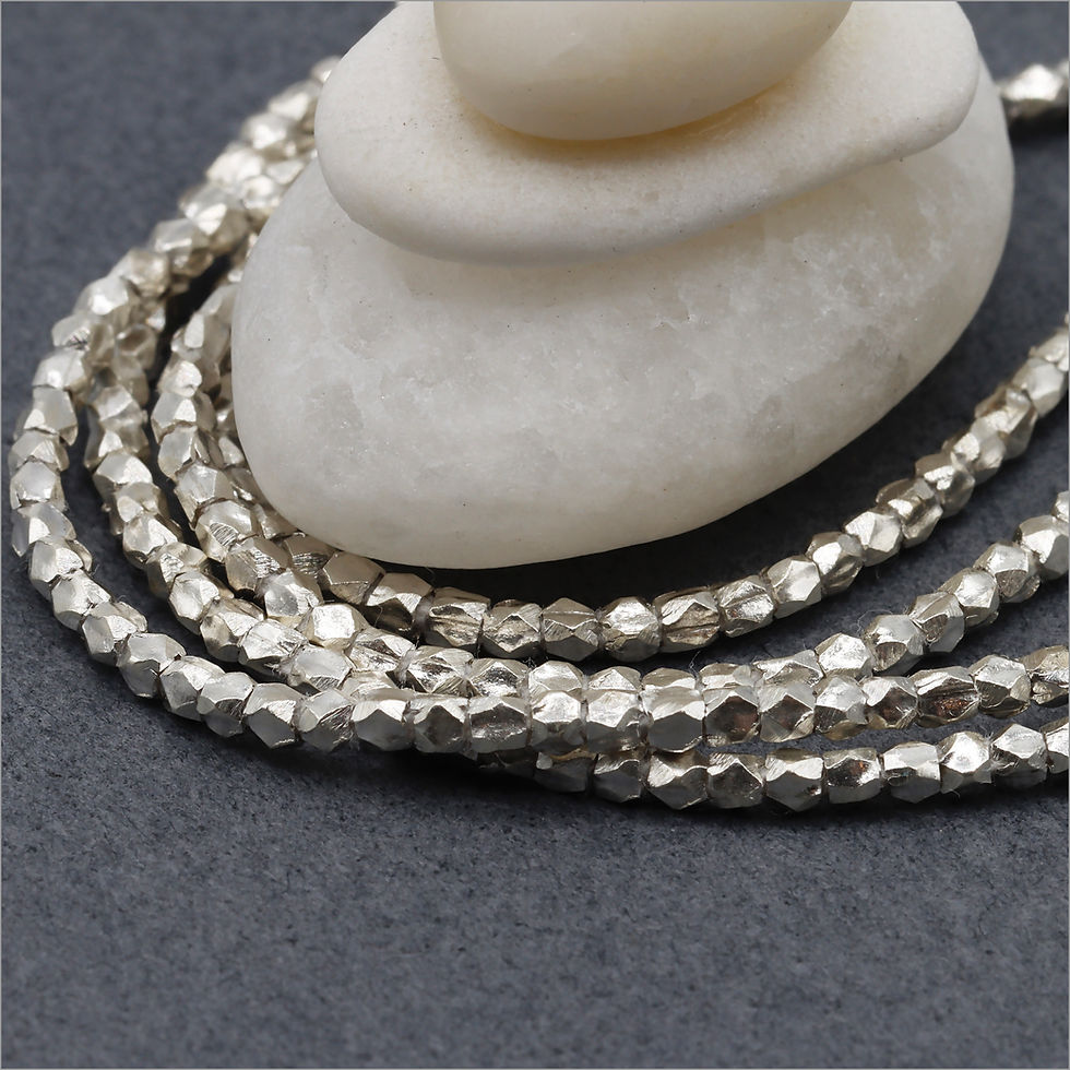 Thumbnail: HSTR15 ~ Hill Tribe Silver Tiny Faceted Spacer Bead Strand ~ Price per Strand
