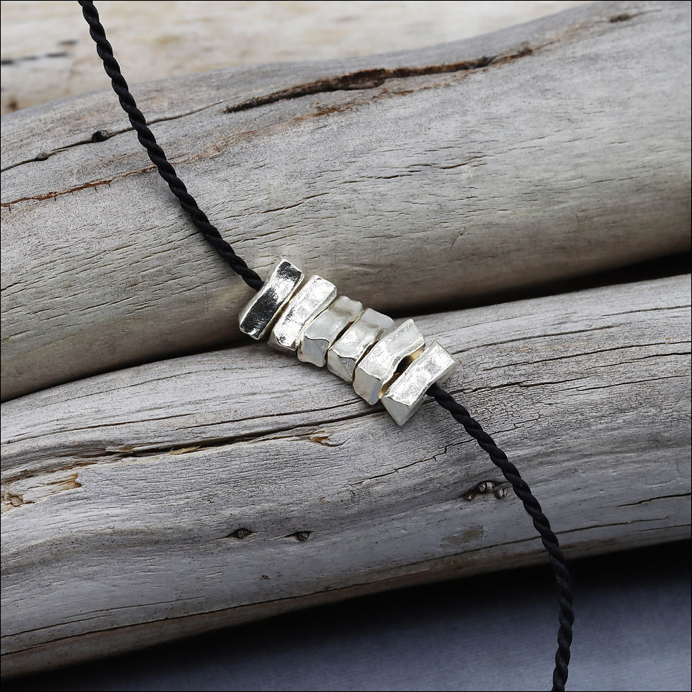 HB109 ~ Hill Tribe Silver Shiny Stick Spacer Beads ~ Package of 6