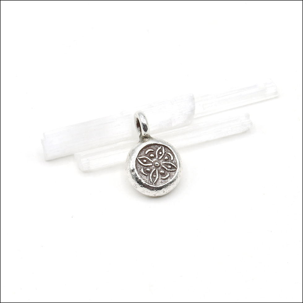 Thumbnail: HP017 ~ Hill Tribe Silver Stamped Flower Charm ~ Package of 1