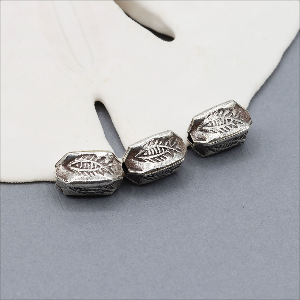 HB130 ~ Hill Tribe Silver Fish Stamped Bead ~ Package of 2