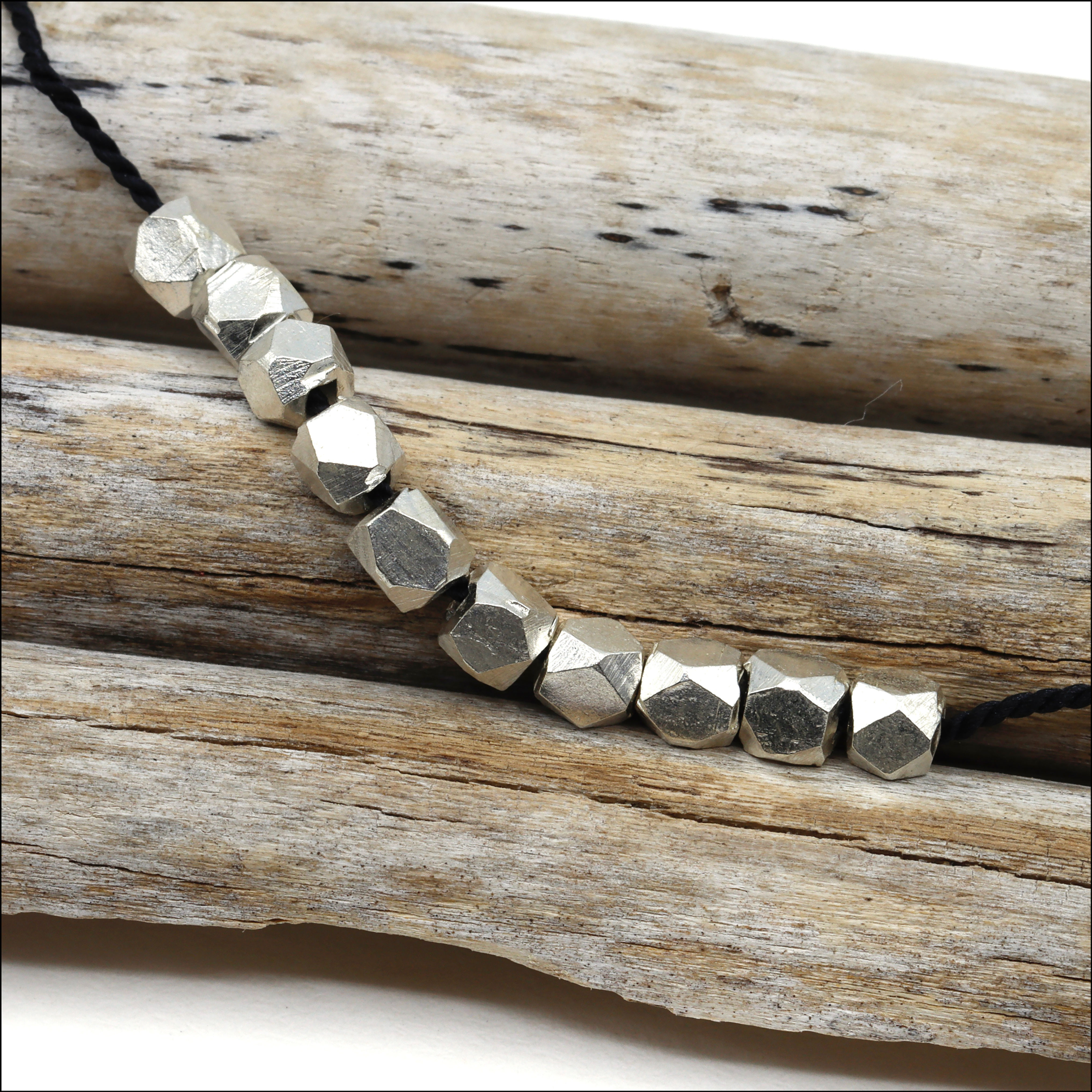 HB147 ~ Hill Tribe Silver Small Faceted Spacer Beads ~ Package of 10