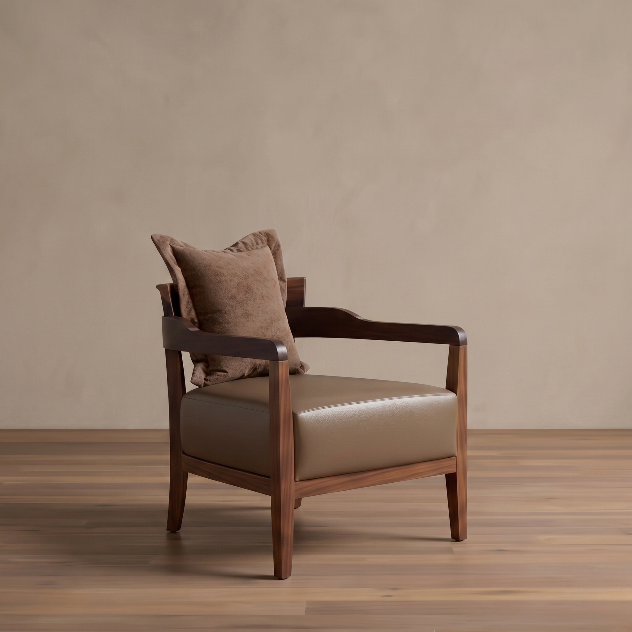 Sillón Santiago Madera Parota y piel