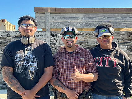 Kevin, Osiris and Apollo Pride on the range for USPSA handgun match.