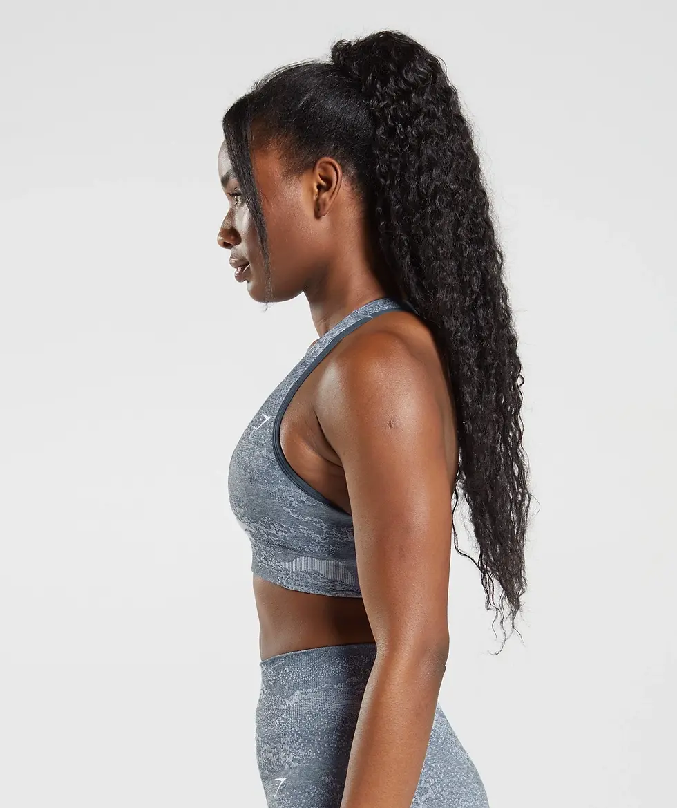 Miniatura: Adapt Camo Seamless Sports Bra - River Stone Grey/Evening Blue -GYMSHARK