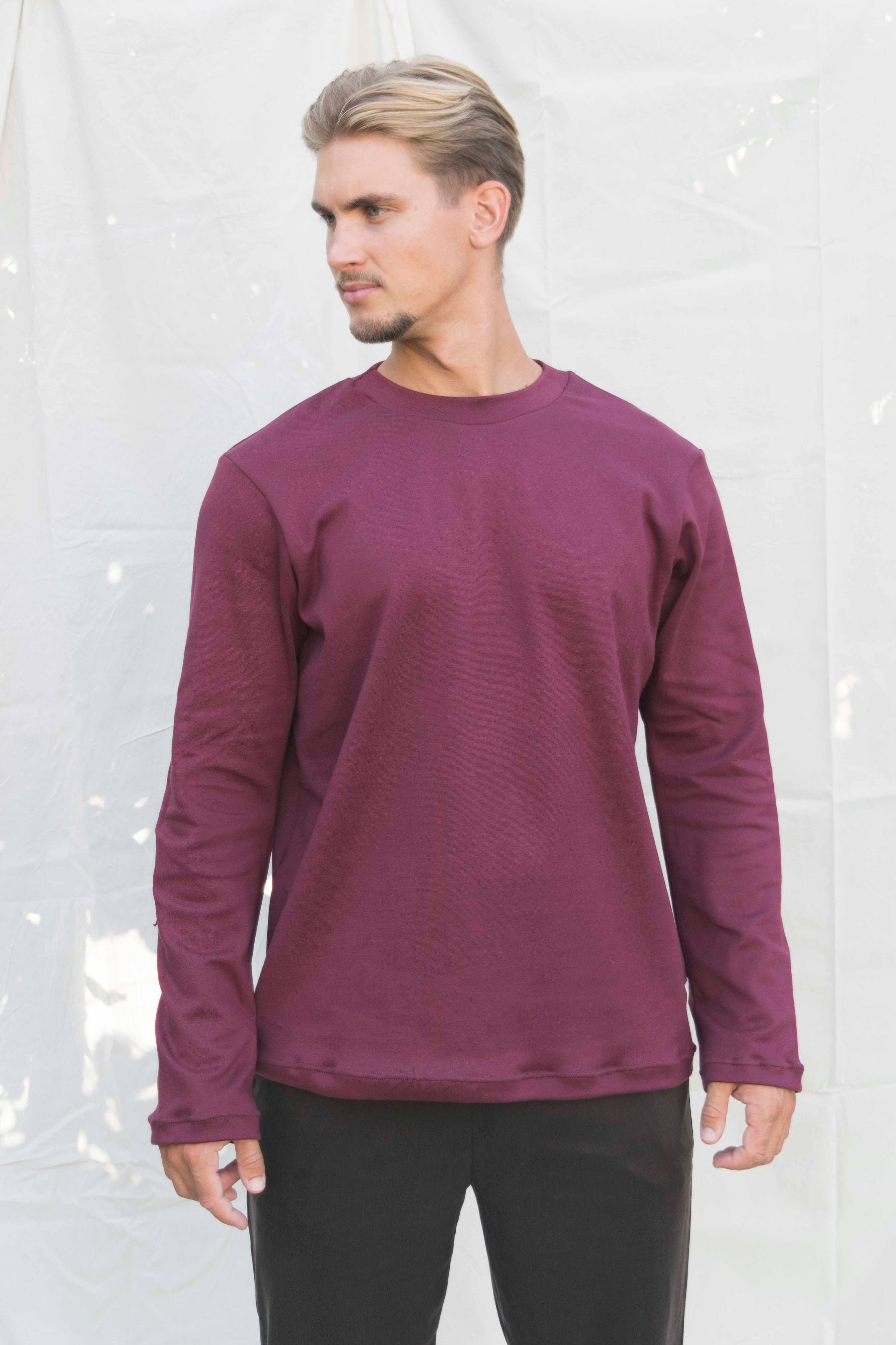 langemouwen shirt voor mannen in een herfsttint