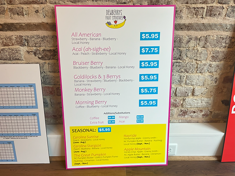 Menu signs