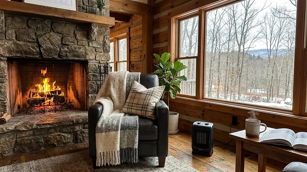 Cozy off season STR strategy staging for a Blue Ridge Mountain cabin