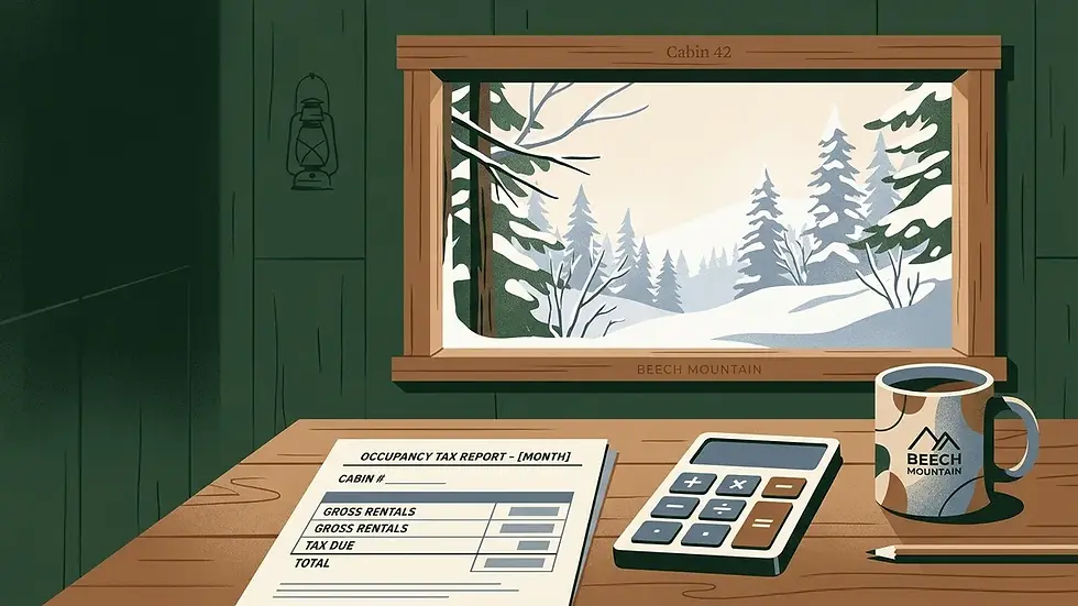 Owner completing the tot tax Beech Mountain monthly report