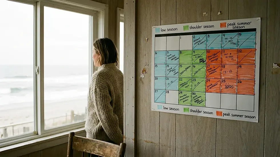 Seasonal STR revenue pricing calendar for Surf City NC beach rentals