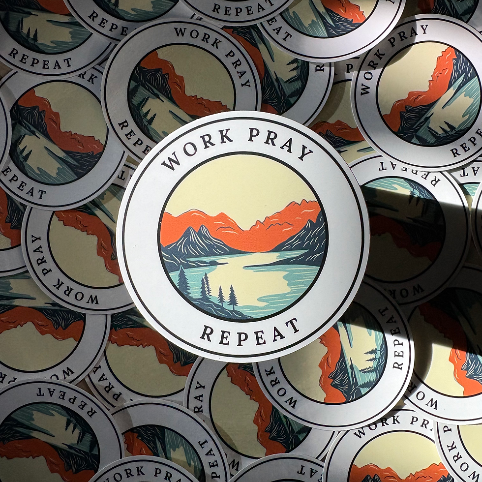 “Work, Pray, Repeat” Vinyl Sticker