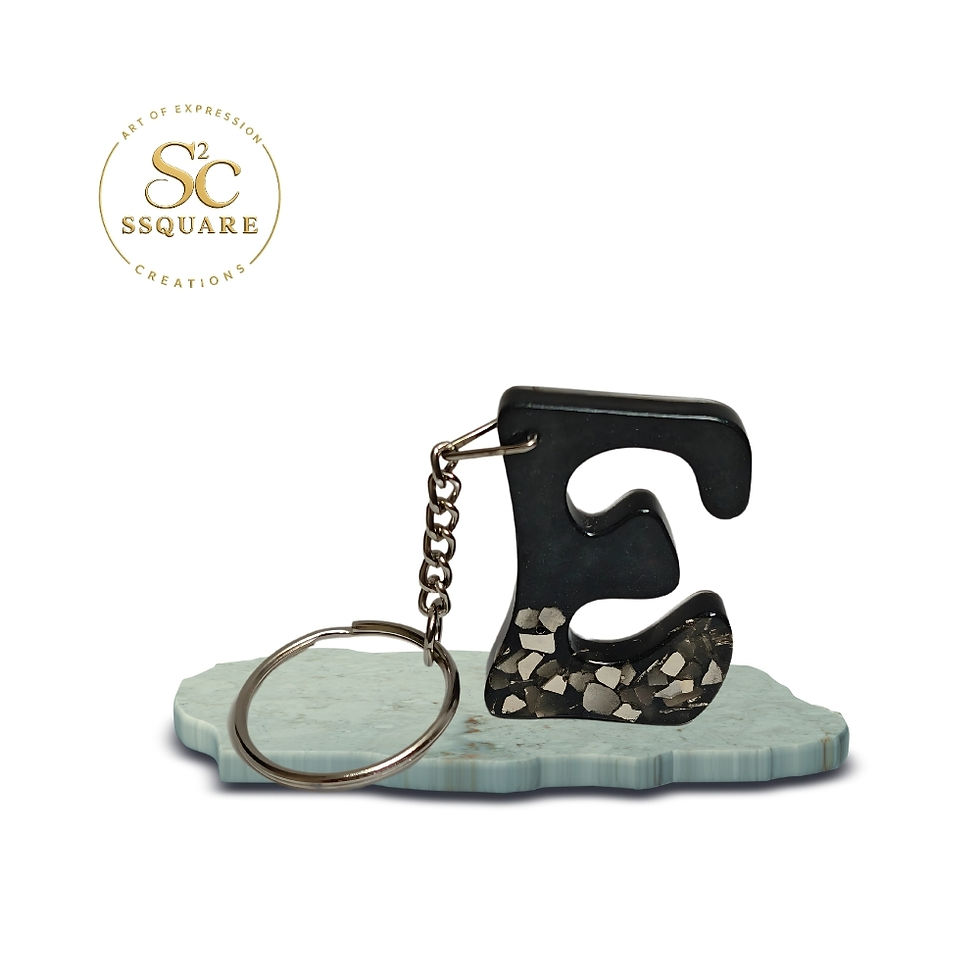 Elegant Black Resin 'E' Keychain