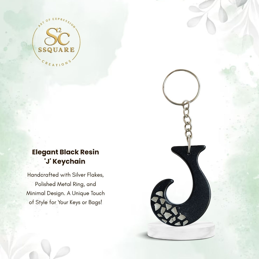 Thumbnail: Elegant Black Resin 'J' Keychain