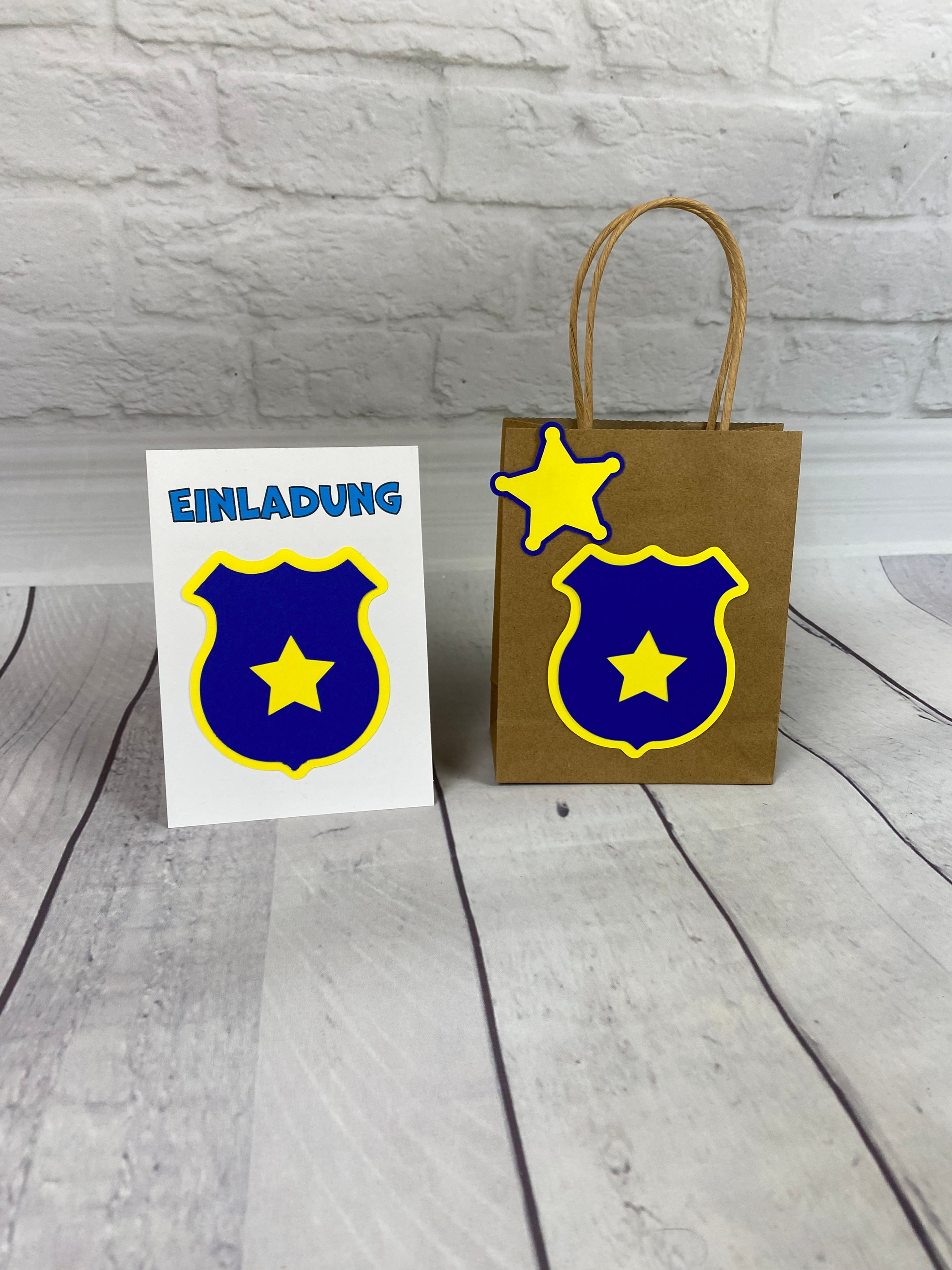Mitgebseltüte & Einladungskarte-Set "Polizei"