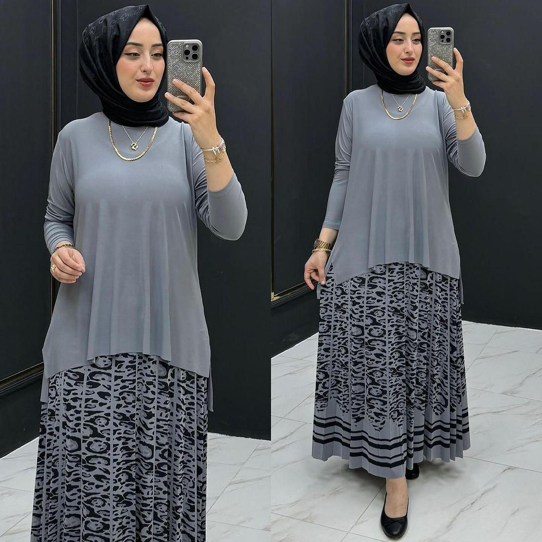 Turkish Animal print 2 piece with skirt TW249