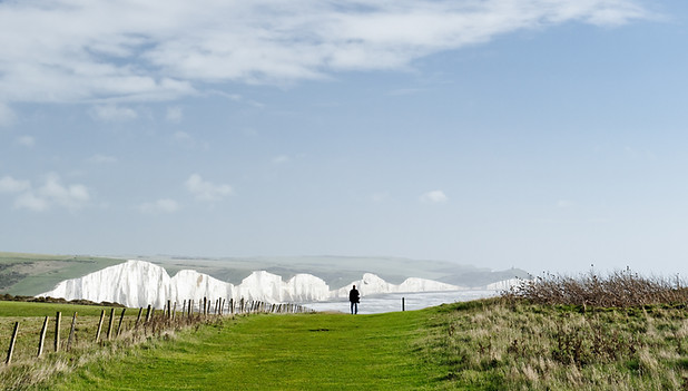 countryside view with grass and cliffs