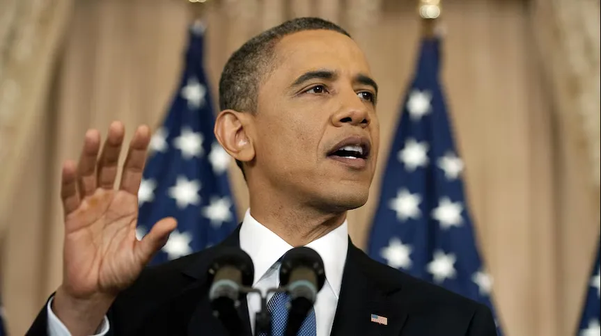 President Obama in 2012 delivering the Arab Spring speech