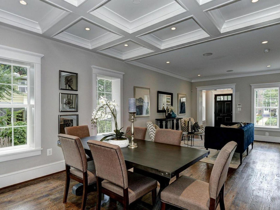 Dining Room with coffered ceiling