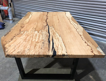 spalted beech dining top with black epoxy
