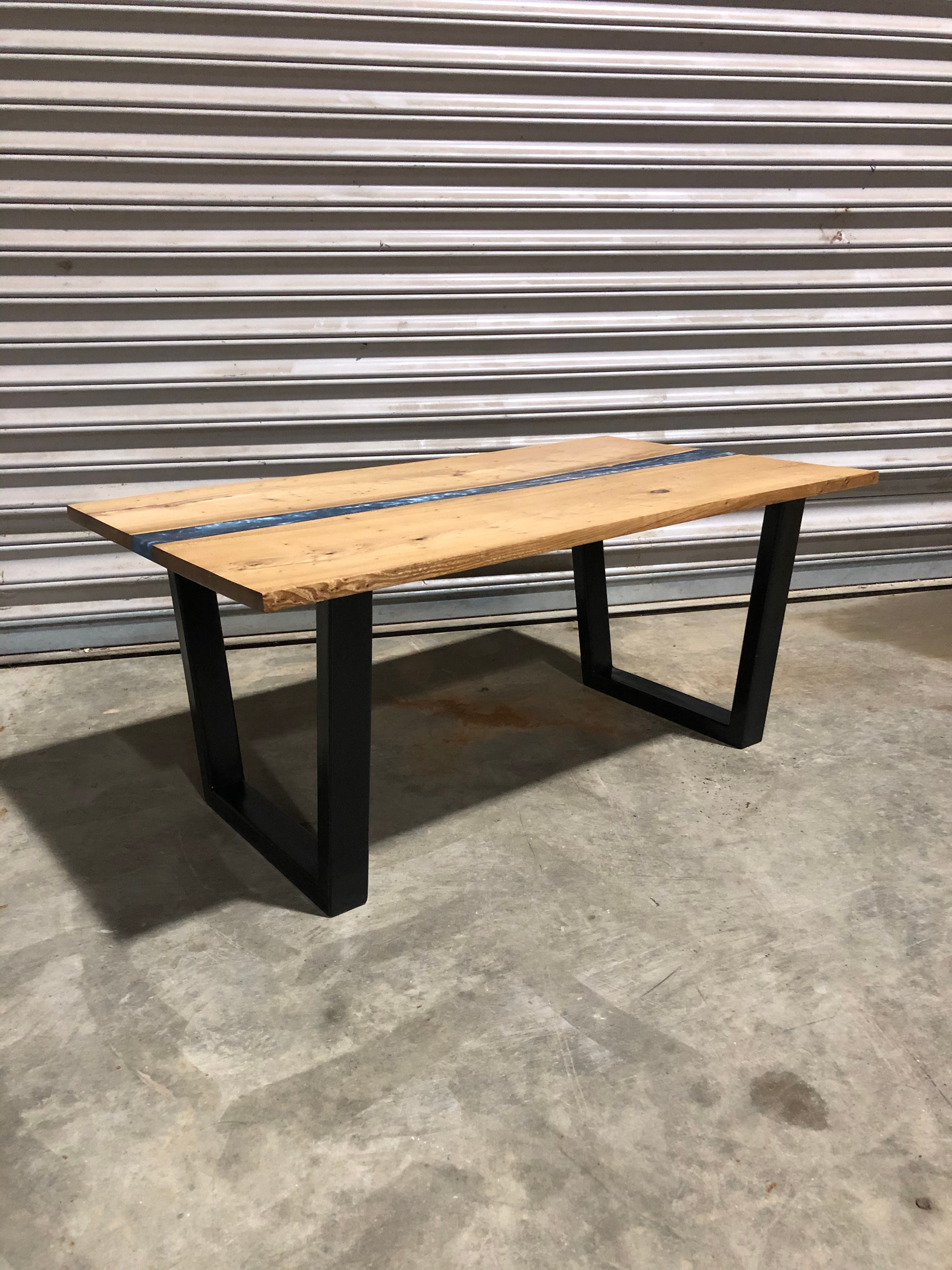 Epoxy and oak coffee table