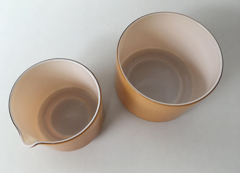 Thumbnail: Handblown Cream and Sugar Bowls in Opaline Glass by Michael Bang for Holmegaard