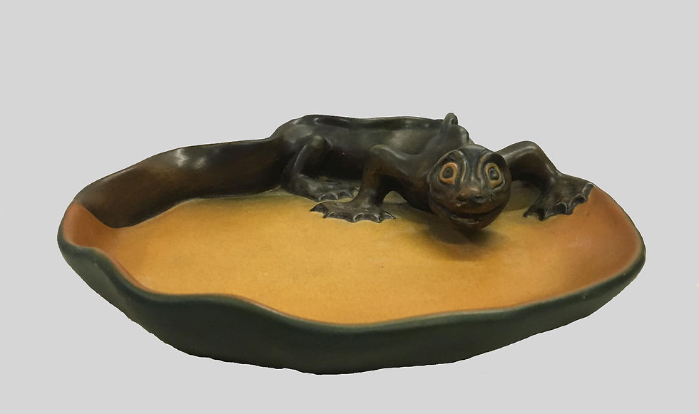 Thumbnail: 1900's Hand-Crafted Danish Art Nouveau Lizard Ash Tray / Bowl by P. Ibsens Enke