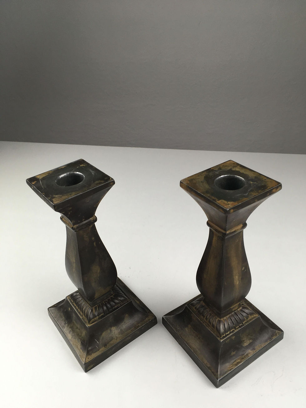 Thumbnail: 1950's Set of Two Danish Just Andersen Disco Metal Candlesticks