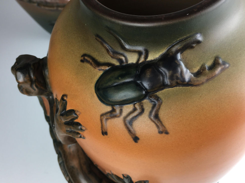 Thumbnail: 1890´s Set of Two Hand-Crafted Danish Art Nouveau Lizard Vases by P. Ipsens Enke