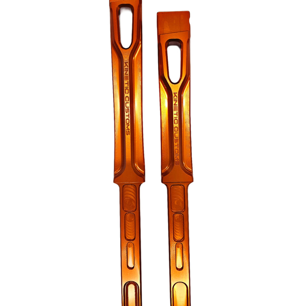 Two orange Raptor handles for aluminium framing