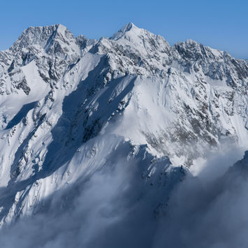 Aerial photo, Aoraki and Mount Sefton, Aoraki N.P., South Island, New Zealand 