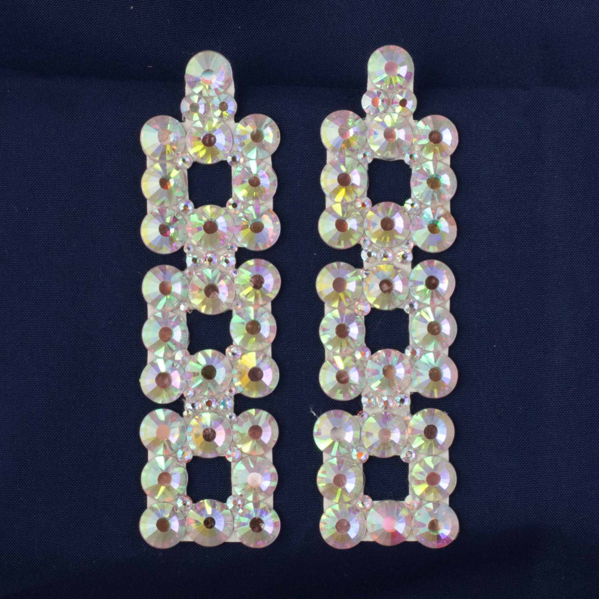 Triple Square Drop Down Earrings - Crystal AB