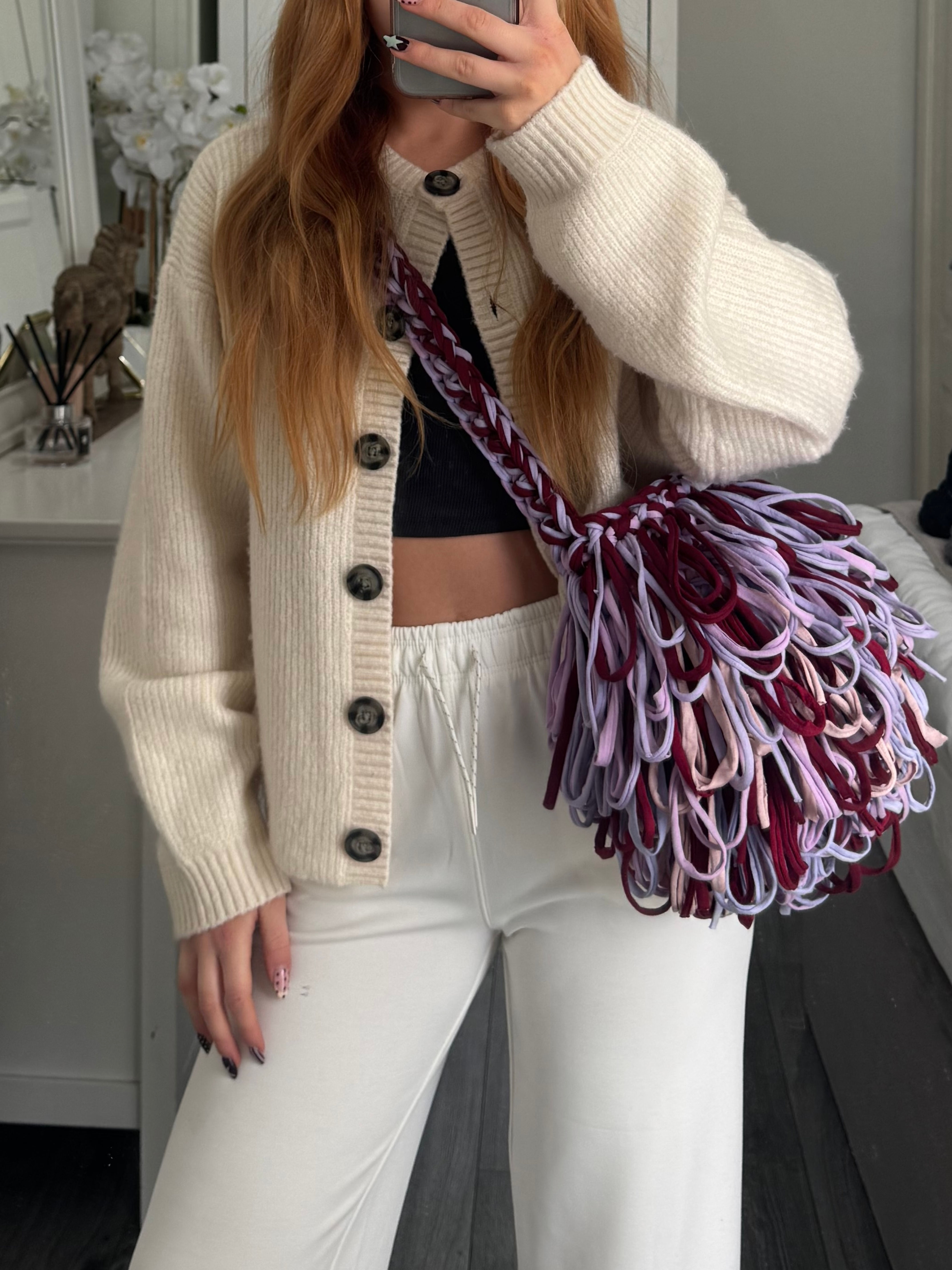 Purple Mixed Crossbody Shaggy Bag