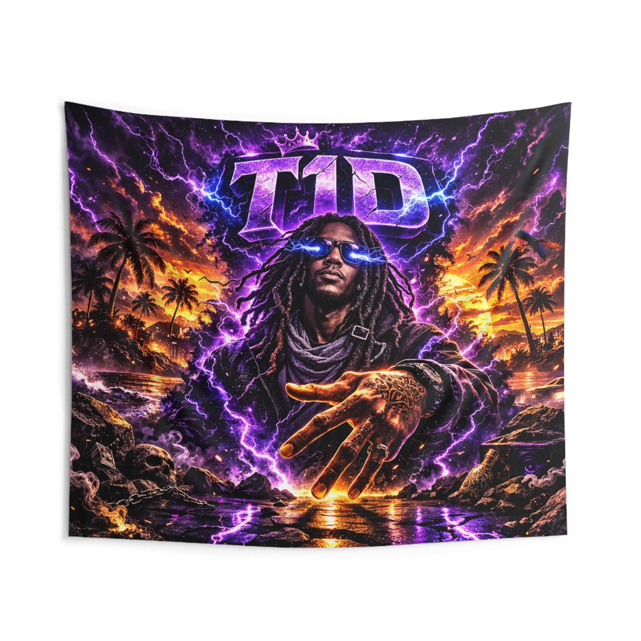 Vibrant Reggae Vibes Tapestry — Tropical Night T1D Portrait
