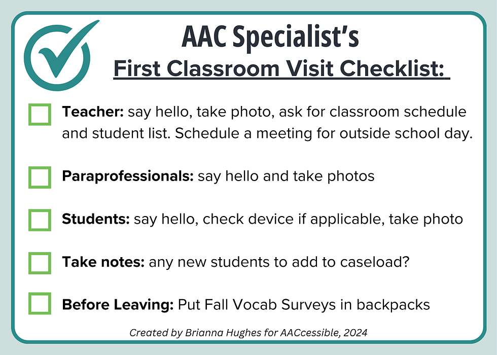 AAC Specialist's First Classroom Visit Checklist