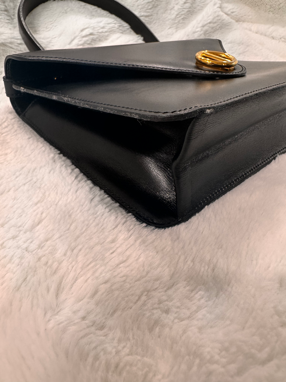 Thumbnail: Christian Dior Black Leather Top Handle Bag 