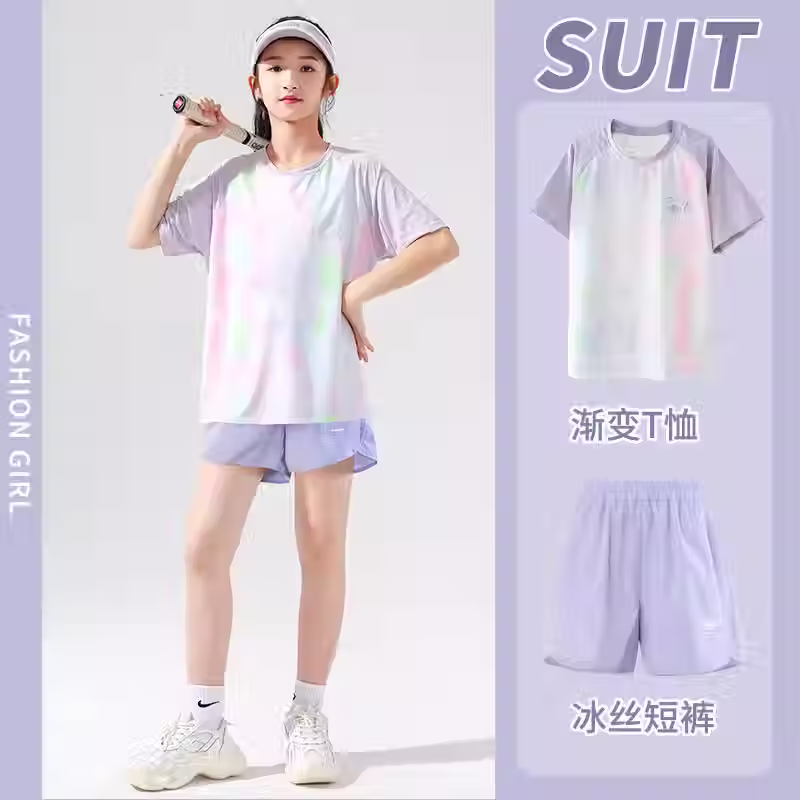 Thumbnail: Jinji Girls’ Summer Sportswear – Quick-Dry Set Outfit for Kids