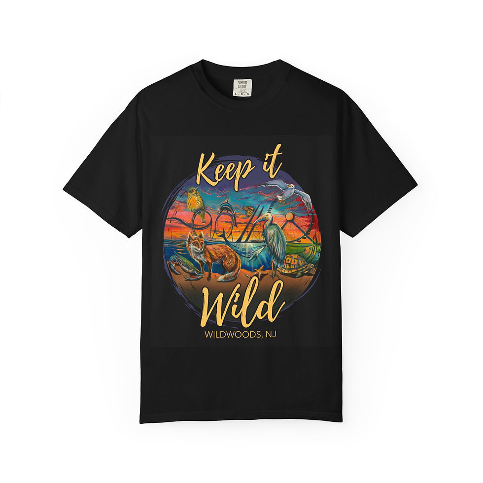 Thumbnail: Keep It Wild T-Shirt — Wildwoods NJ Sunset Bicycle Graphic Tee