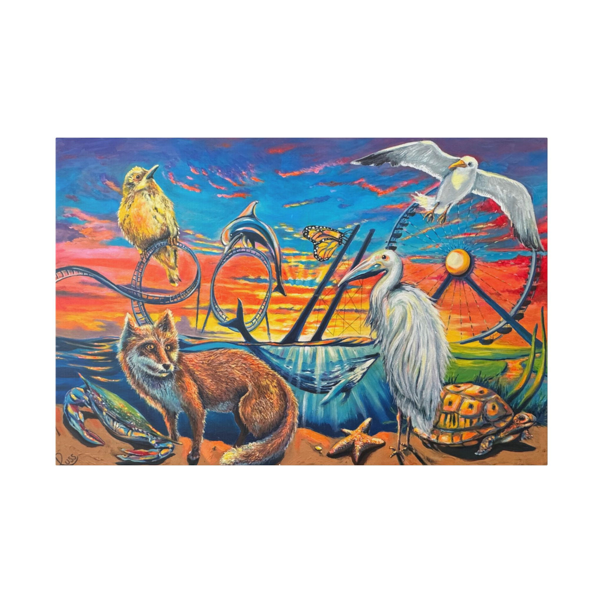 Coastal Wildlife Sunset Canvas