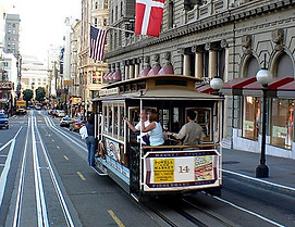 A cable car in San Francisco.
